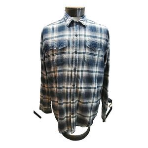 Field Stream Flannel Shirt Mens XL Green Plaid Heavy Cotton‎ Outdoor Gorpcore